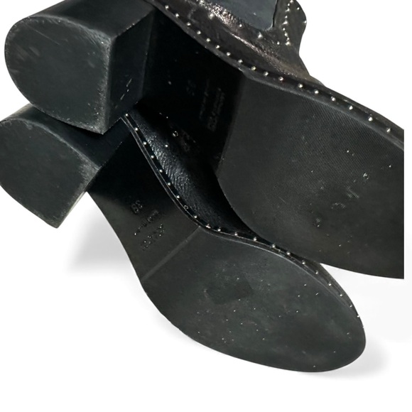 Napoleoni Chelsea Studded Boots Black Ankle Booties Moto Academia 39 Size 8 - Picture 9 of 14